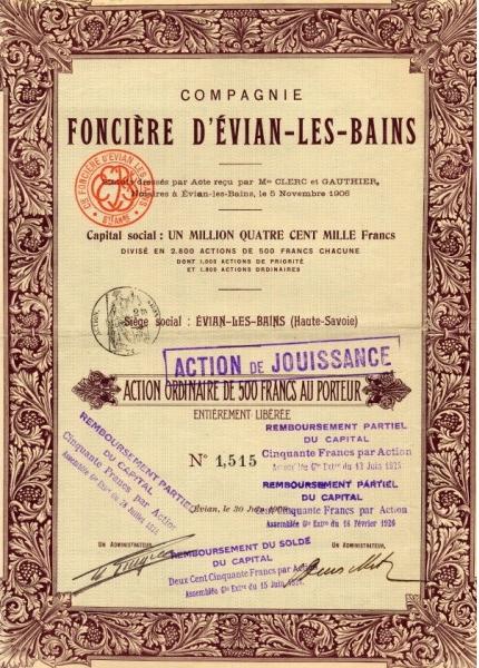 Compagnie fonciere d evian les bains